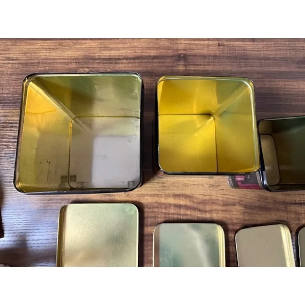 5 Vintage Grand Tea Company Canisters 1970s Metal Hong Kong